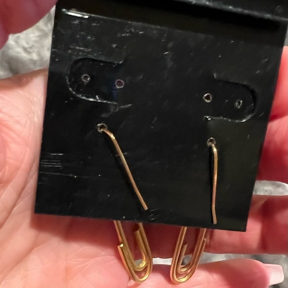 ETC Brass Plum by Nordstrom brass paper clip earrings. - Picture 4 of 4